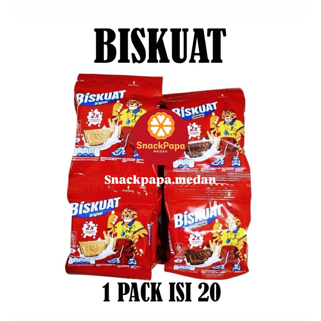 BISKUAT BISKUIT SUSU RENCENG COKLAT ORIGINAL 7.6 GRAM / BISKUAT 500 [1 RENCENG = 20 PCS]