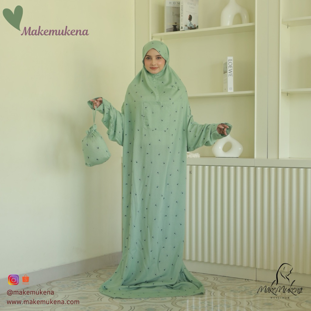 MakeMukena - Aminah Mukena Terusan Motif 319 / Mukena Dewasa / Mukena Travel / Mukena Rayon Premium