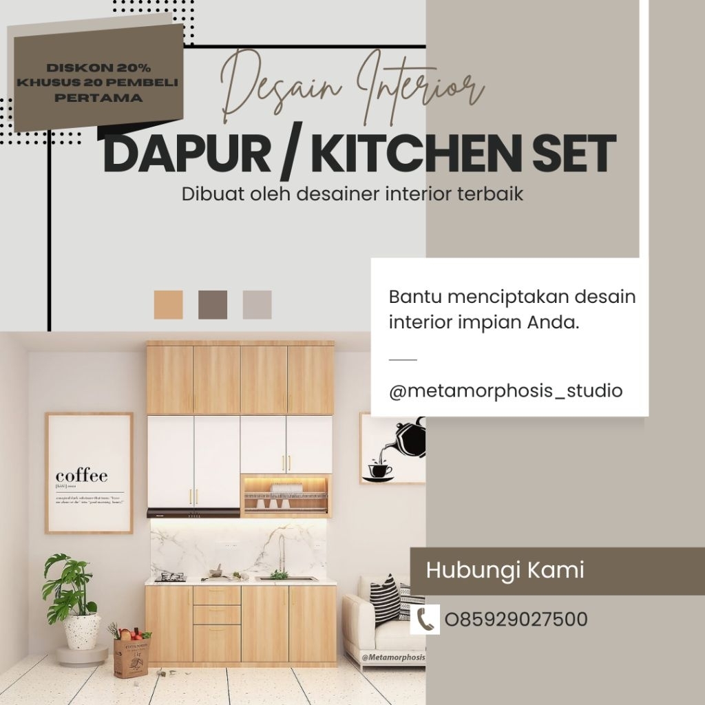 DISKON 20%  Desain Interior Dapur/Kitchen Set Termurah