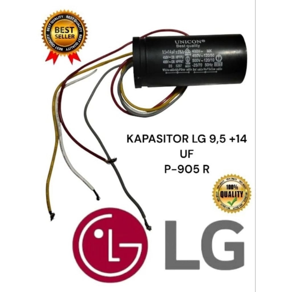 Kapasitor capasitor mesin cuci 2 tabung LG 9,5+14uf