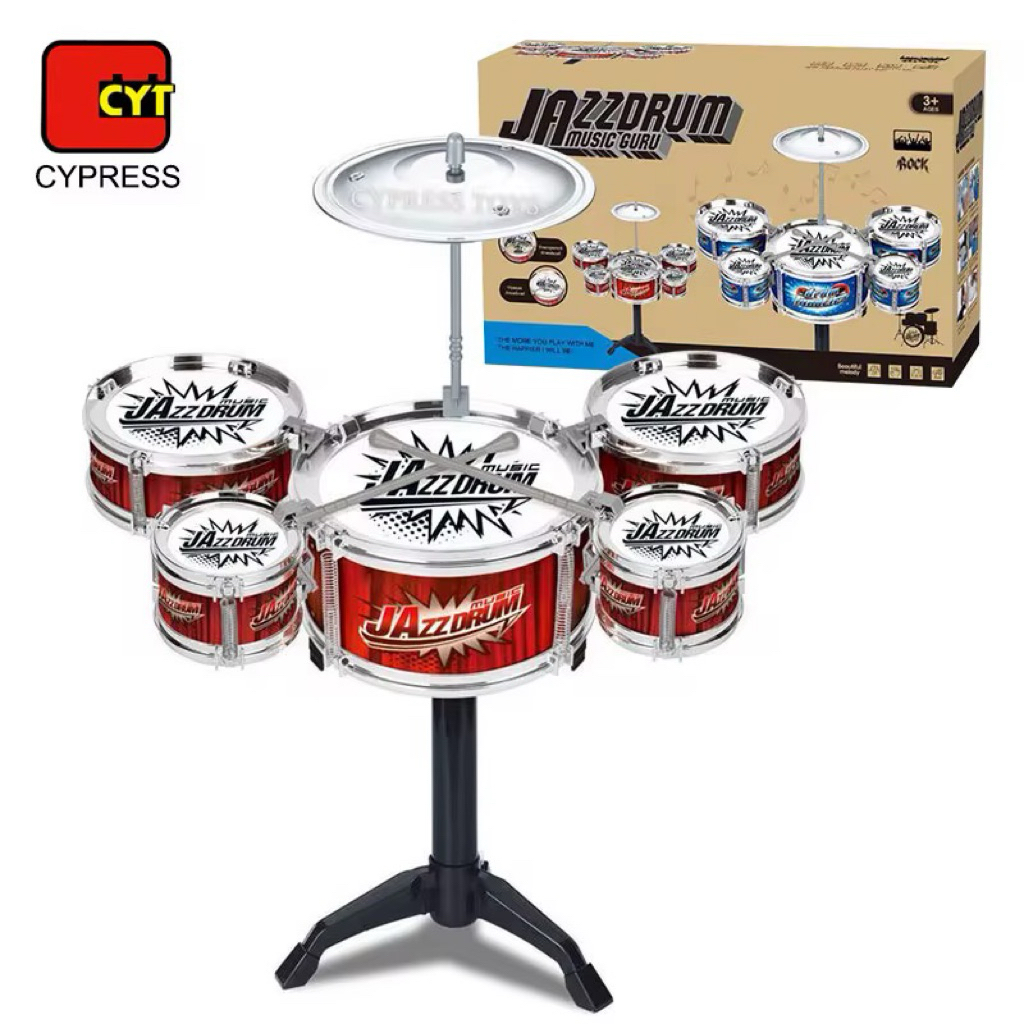 Mainan Drum Set Anak 5 Drum 1 Simbal dengan Stick