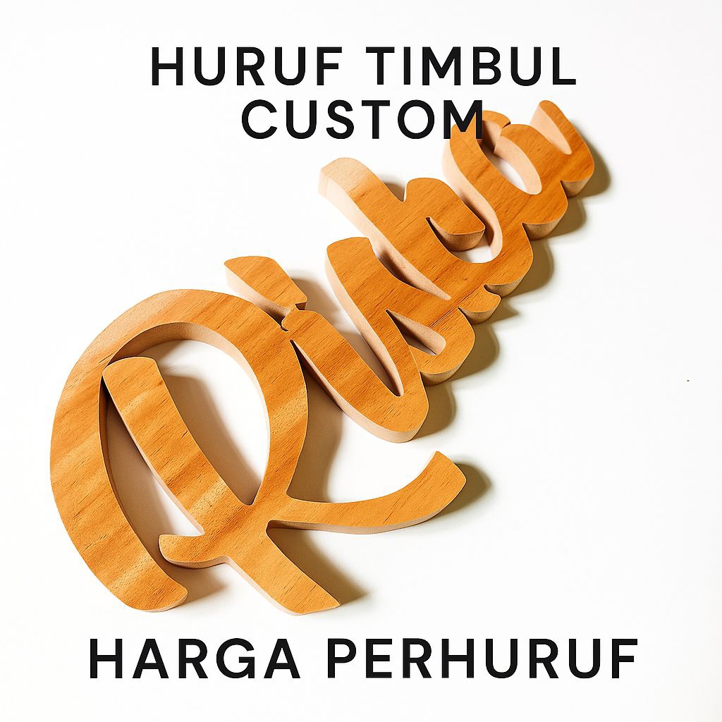 Tulisan Huruf Kayu Timbul Custom
