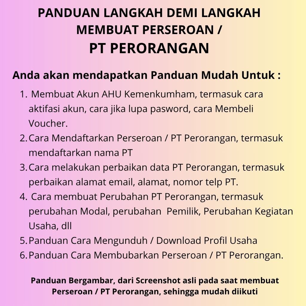 Panduan Praktis Membuat PT Perorangan – Resmi, Cepat, dan Screen Shot asli saat proses pembuatan PT 