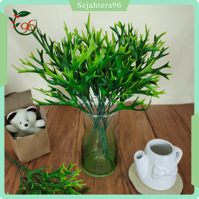 Daun Tanduk Rusa Cabang 5 - Daun Aksesoris Dekorasi Plastik Artificial