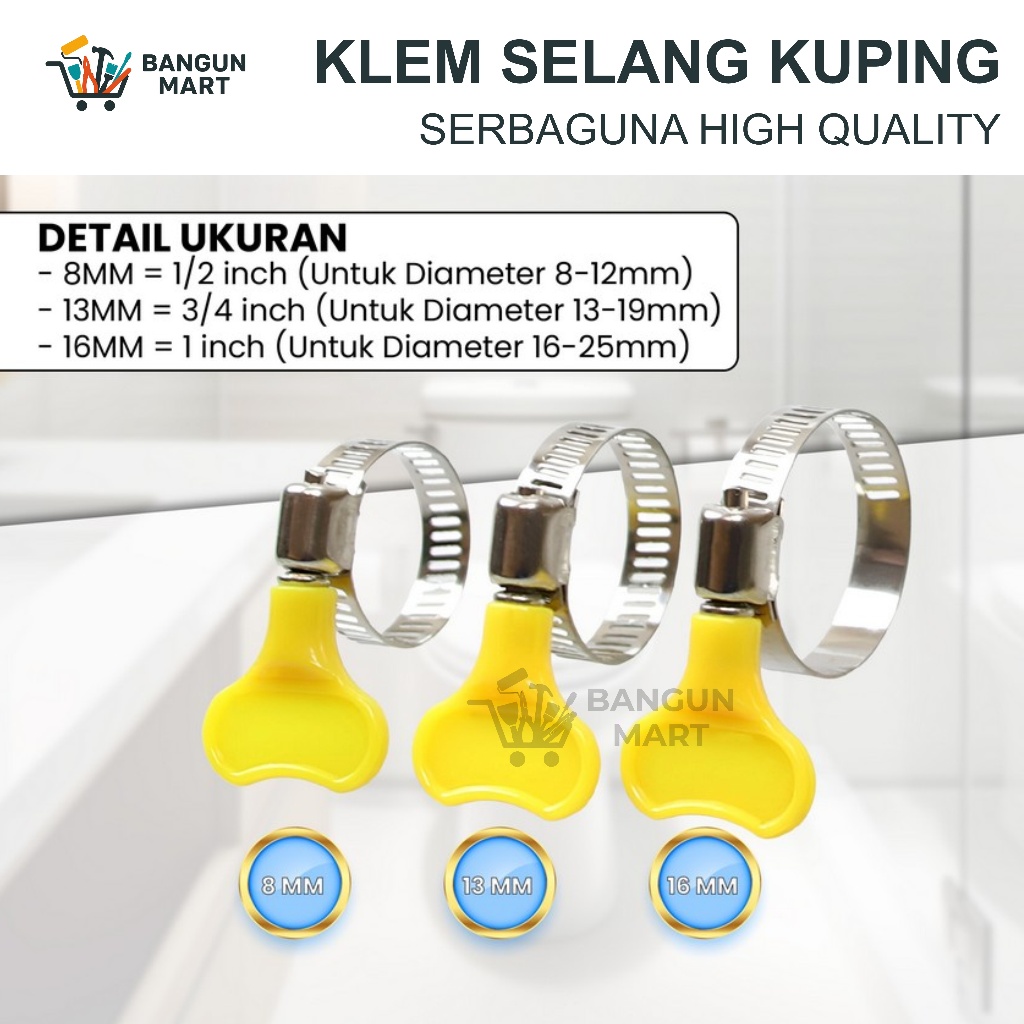 Klem Selang KUPING PUTAR BESI KENMASTER/ Pengunci Selang KUPING BESI 3/4" - 5/8" - 7/8" - 1" Klem Se