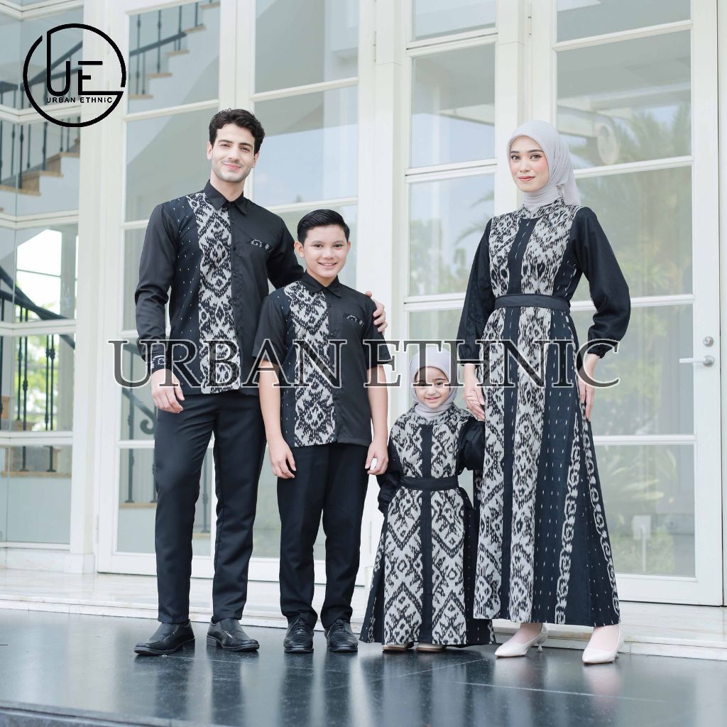 URBAN ETHNIC Belvia family series, baju lebaran sarimbit keluarga belvia black, set family belvia, k