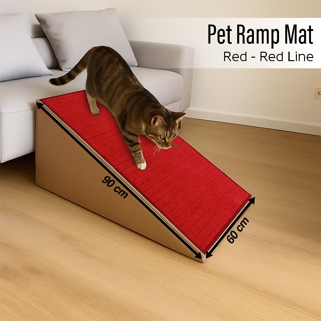 PET RAMP MAT - Karpet Alas Dog Ramp, Alas Cat Ramp 60x90CM Premium Mat RED - RED LINE