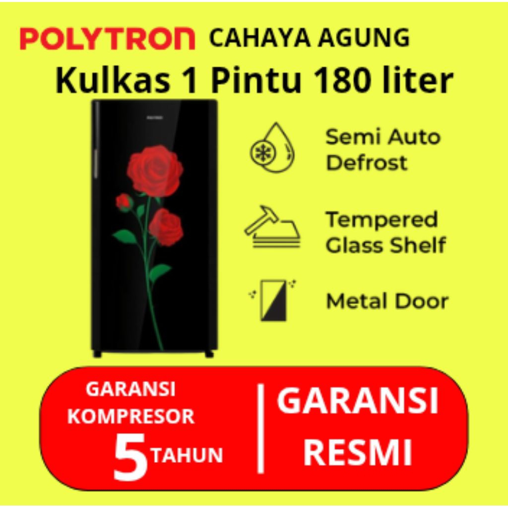 POLYTRON Kulkas 1 Pintu 180 liter PRA-18CRX PRA18CRX PRA 18