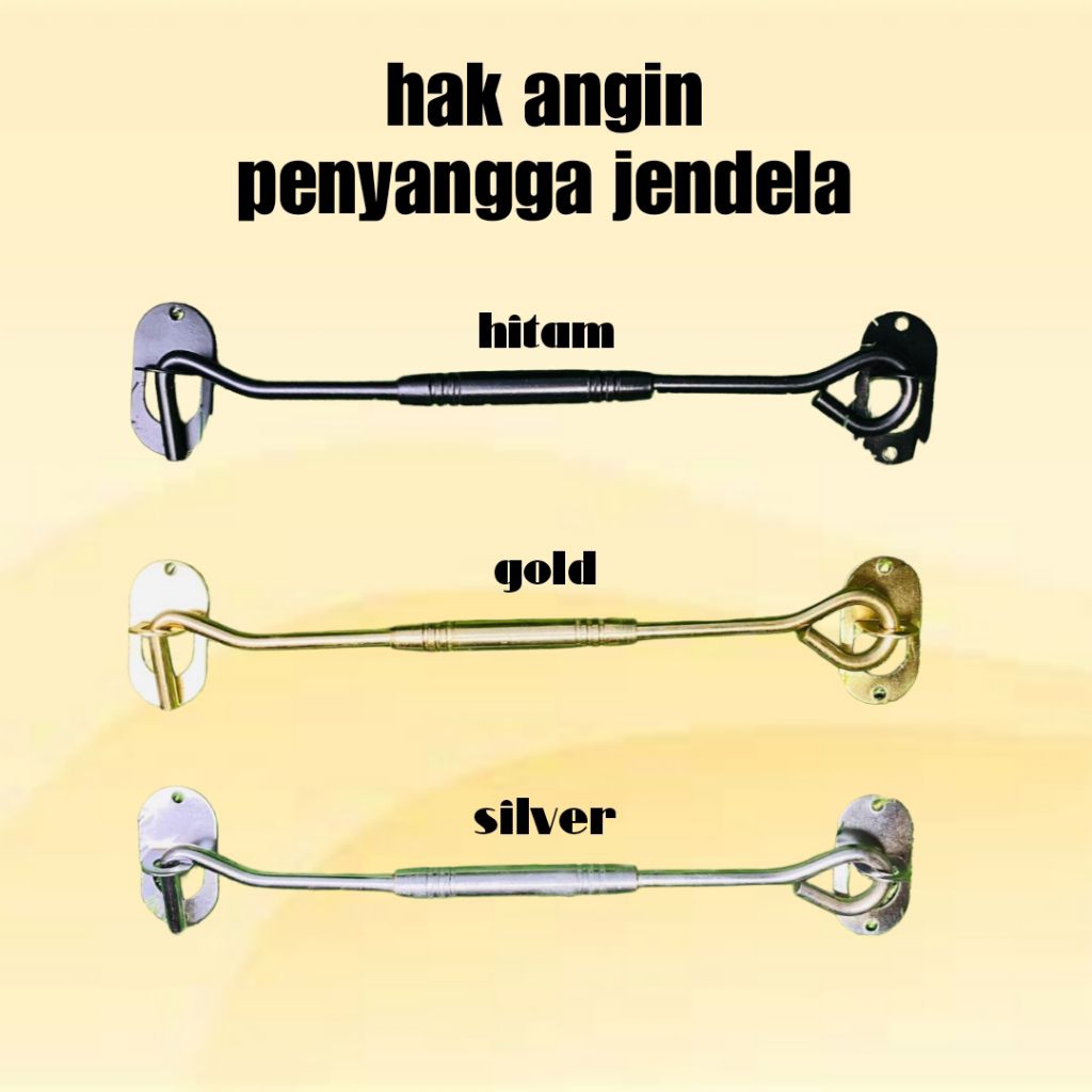Hak Angin Bulat Jumbo Cantolan Jendela Warna Silver Gold Hitam Baja Solid untuk Penyangga Jendela Ru