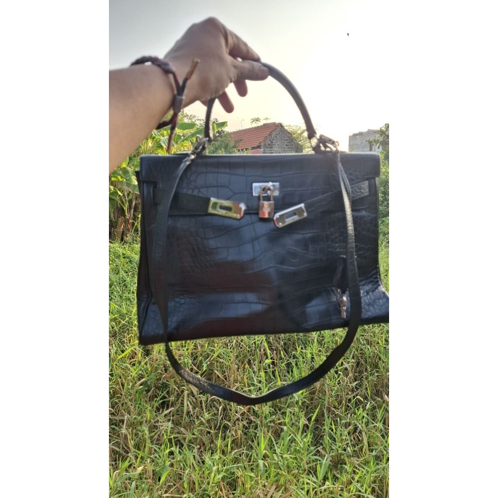 hermes croco / bahan kulit / p 25 L 35