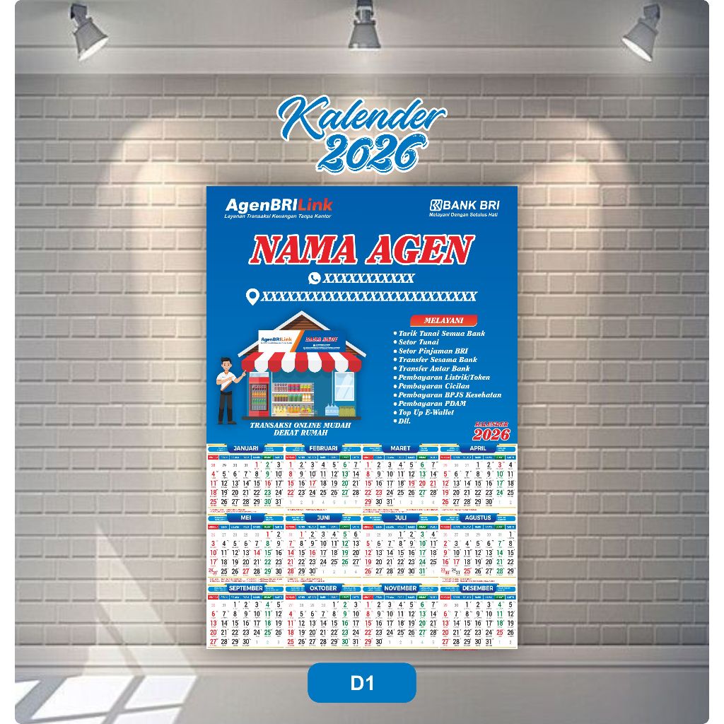 Kalender Agen BRILink 2026 | Kalender Custom | Kalender Agen