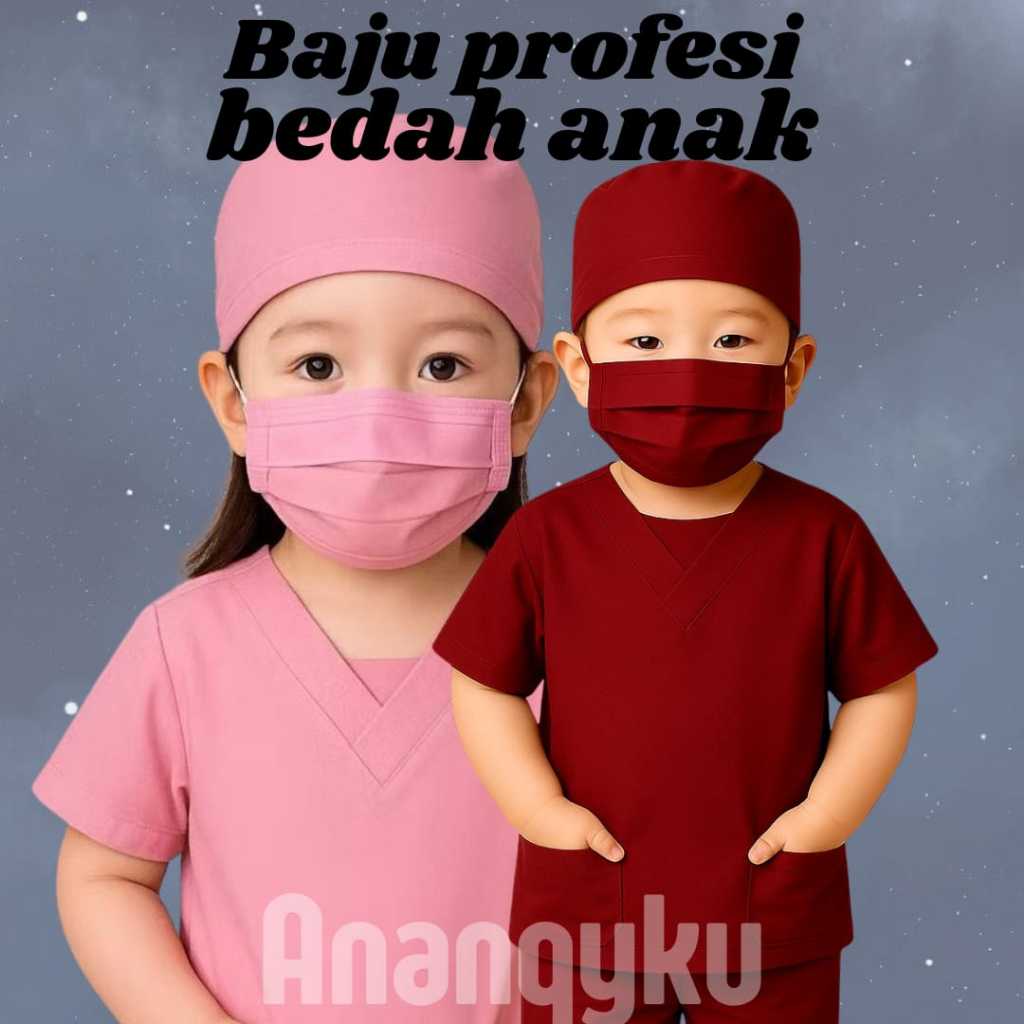 ANAQYKU - Baju Profesi Anak Dokter bedah Seragam scrub dokter untuk anak SCRUB KIDS