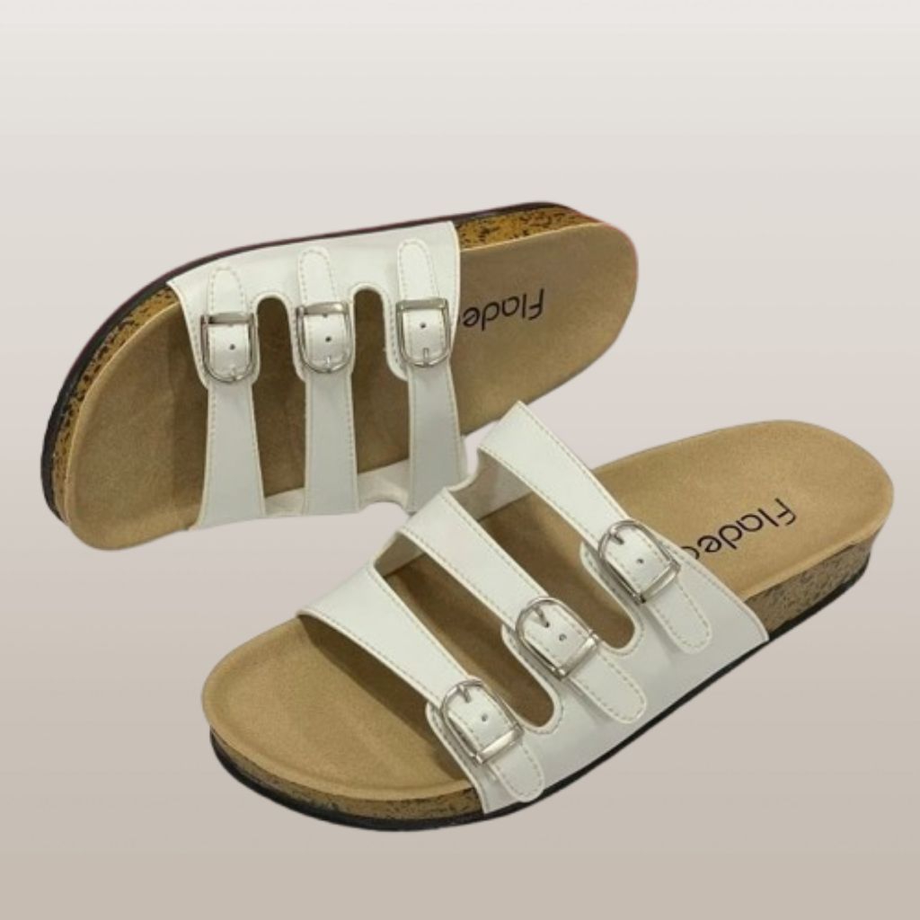 Fladeo Sandal Wanita Terbaru Strap Gesper Sandal Cewek Tali Slip On Tebal 3cm B3