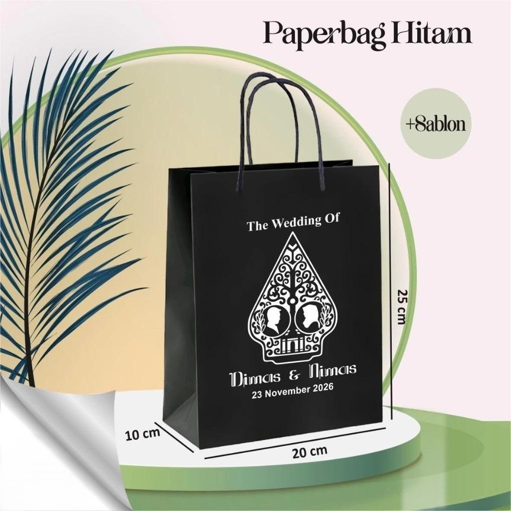 Paper Bag Sablon Custom Nama/Tanggal/Logo - Tas Souvenir Hajatan - Paperbag Tebal 5 Warna Minor 200