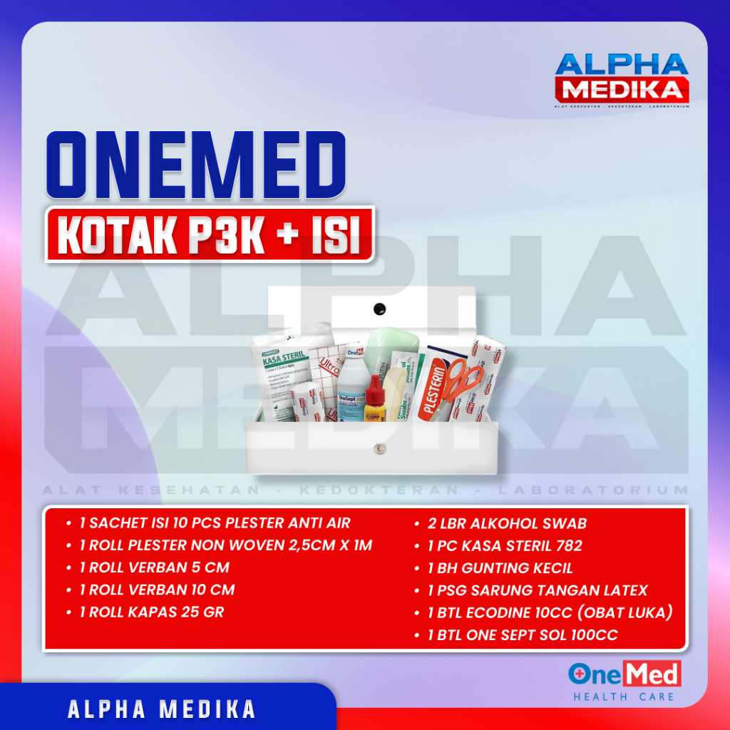 Onemed - Kotak P3K + Isi Onemed / Kotak P3K Lengkap Dengan Isi Tbk