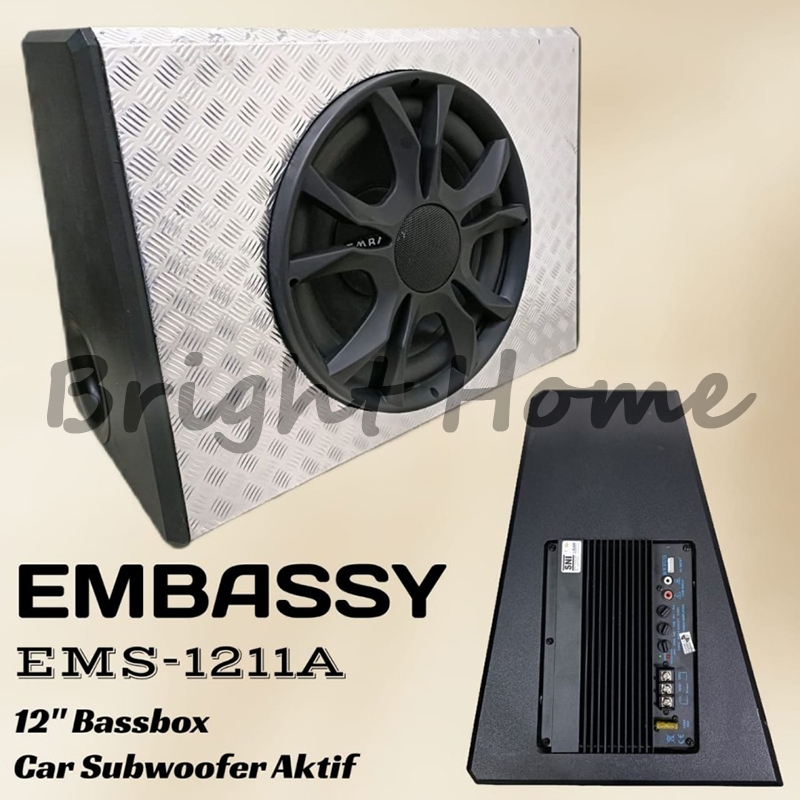 EMBASSY TROJAN EMS-1211A Speaker Mobil 12 " Bassbox Car Subwoofer Aktif 12 inch
