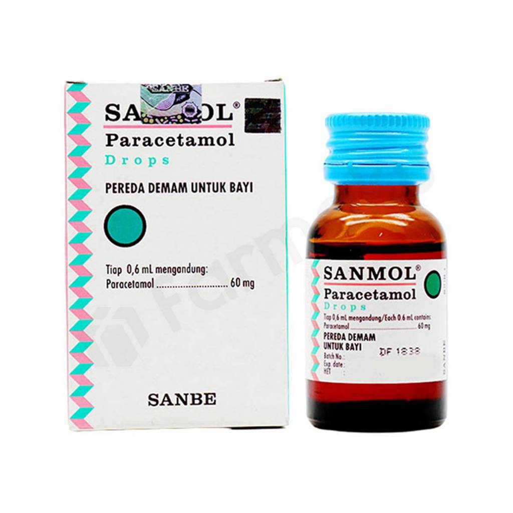 SANMOL DROP - PEREDA DEMAM, SAKIT GIGI, SAKIT KEPALA UNTUK BAYI