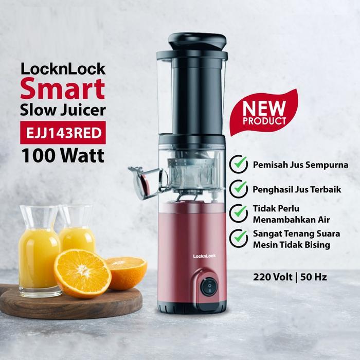 SLOW JUICER LOCKNLOCK EJJ143 RED LOW WATT 100W - Garansi RESMI PROMO EJJ 143