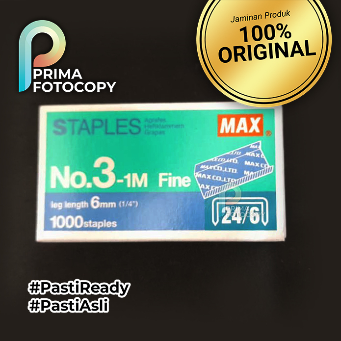 Refill Staples MAX No 3 No.3 | Isi Staples Max HD 50 ORIGINAL Japan steples sedang