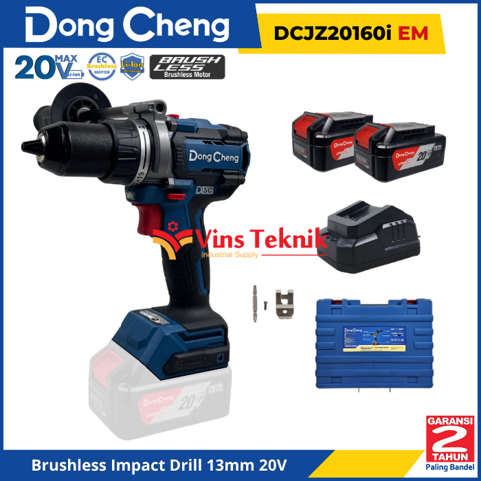 DongCheng DCJZ20160i EM Mesin Bor Baterai Cordless Brushless Impact Drill 13mm 20V DCJZ20160iEM