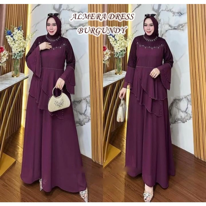 Gamis Elegan Simple Mewah Viral 2025 Cerutybabydoll Import | Almera Dress