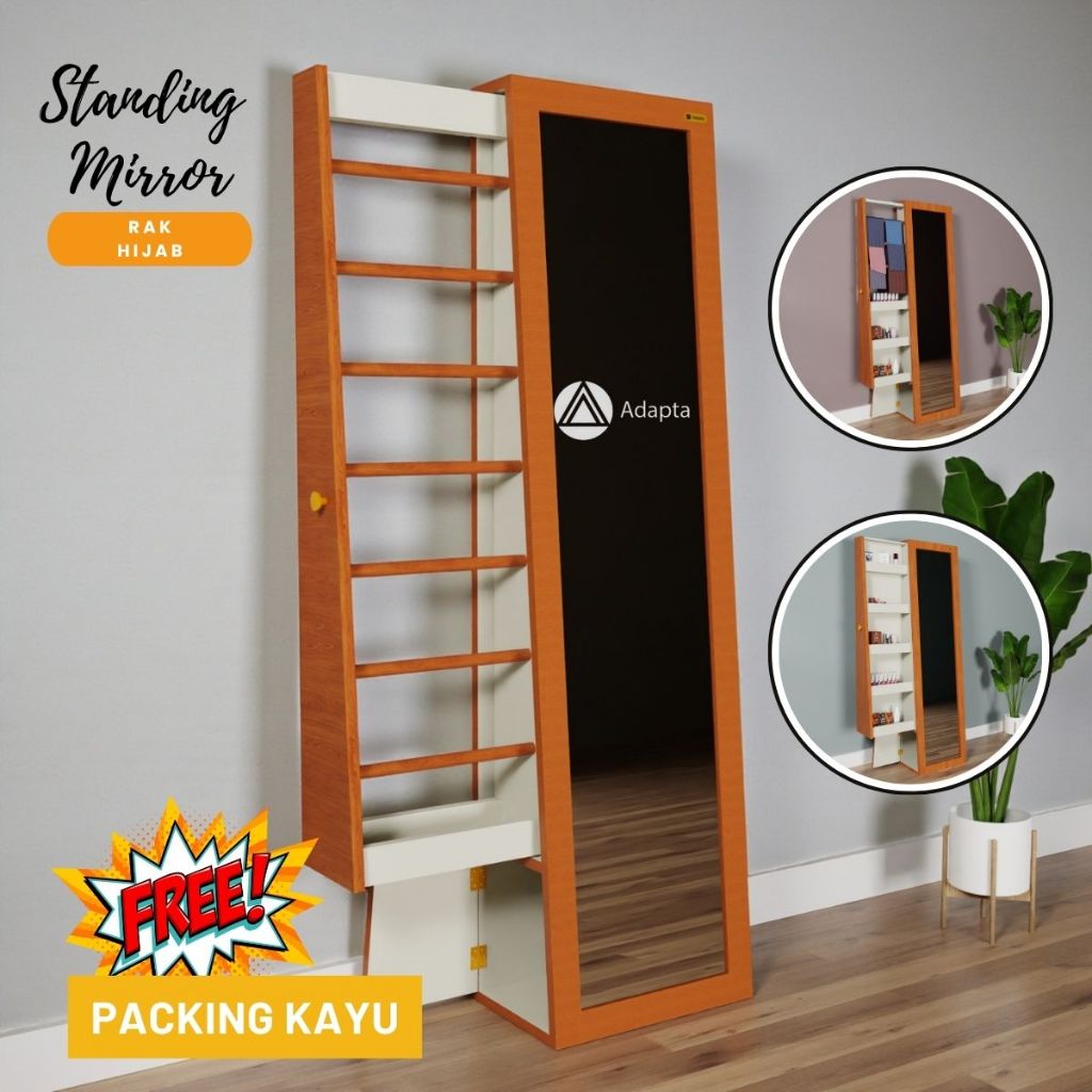 Adapta-Standing Mirror Rak Hijab Lemari Mirror Rak Kosmetik-Cermin Berdiri Full Body-Mira-A1,2,3