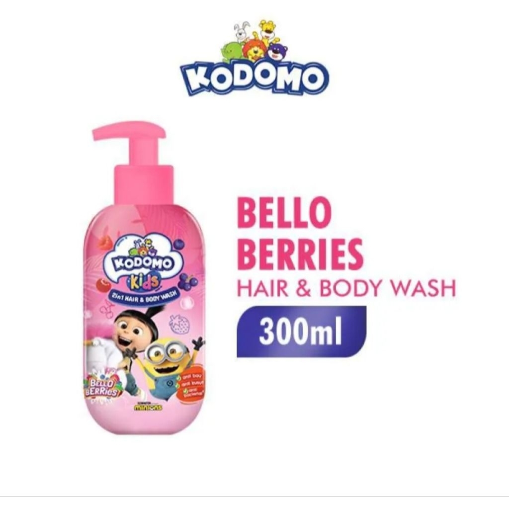KODOMO KIDS Minion PINK  2in 1 Sabun & Shampo Bello Berries 300ml