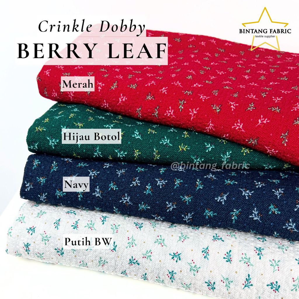 Bahan Kain Crinkle Dobby Berry Leaf 0,5 meter