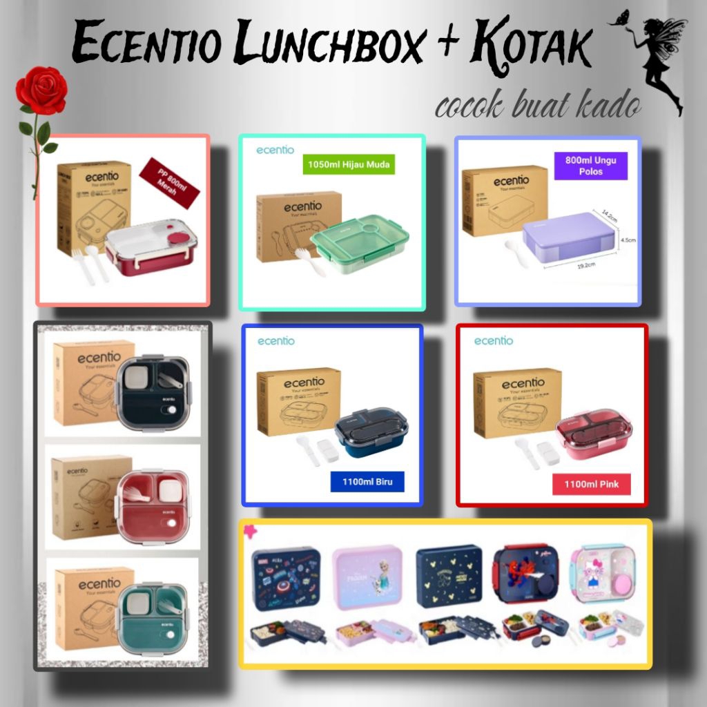 KOTAK MAKAN BENTO / LUNCH BOX ECENTIO / LUNCH BAG / TAS BEKAL ECENTIO