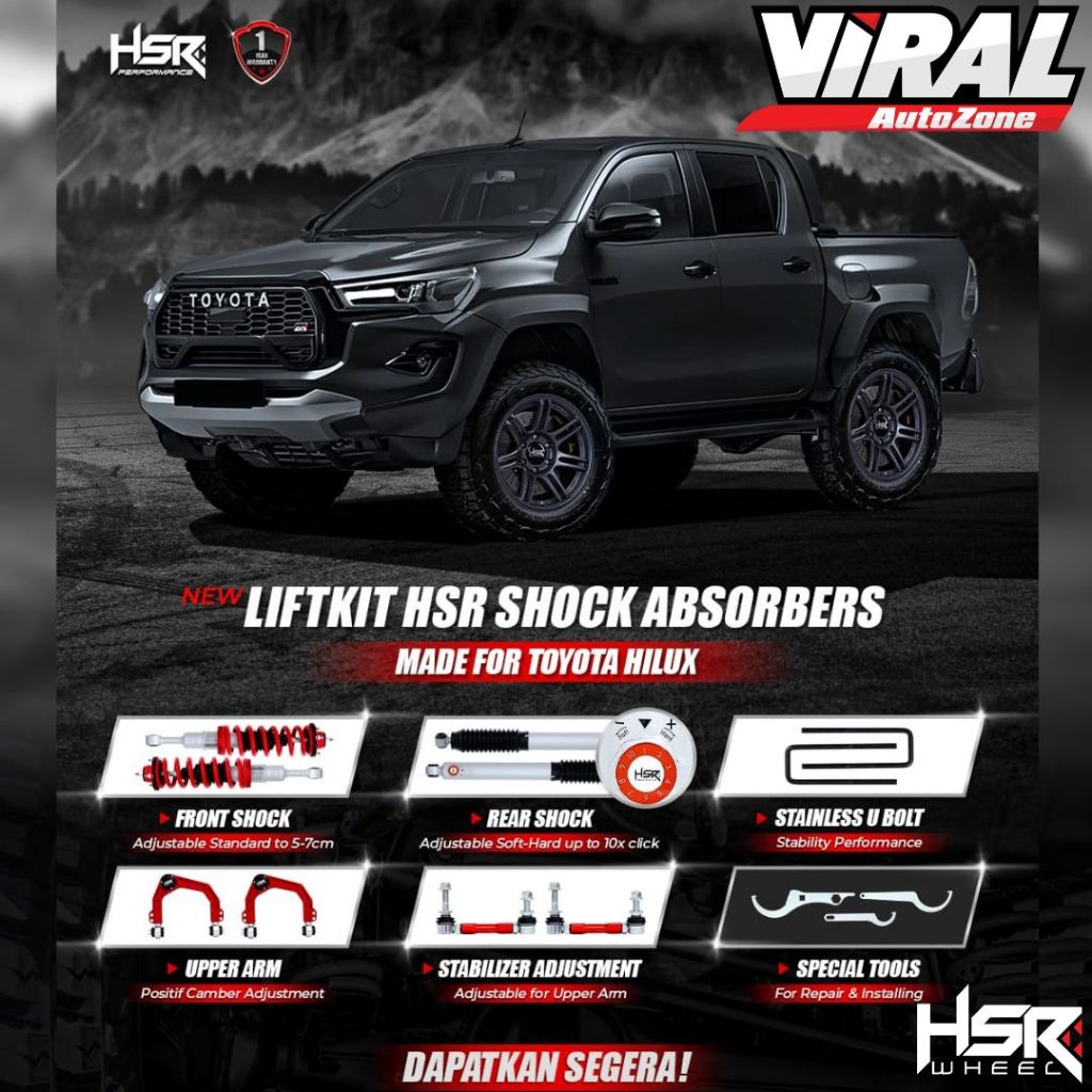 LIFKIT HSR SHOCK ABSORBERS TOYOTA HILUX ( Paket Komplete Untuk Peninggi Mobil Toyota Hilux )