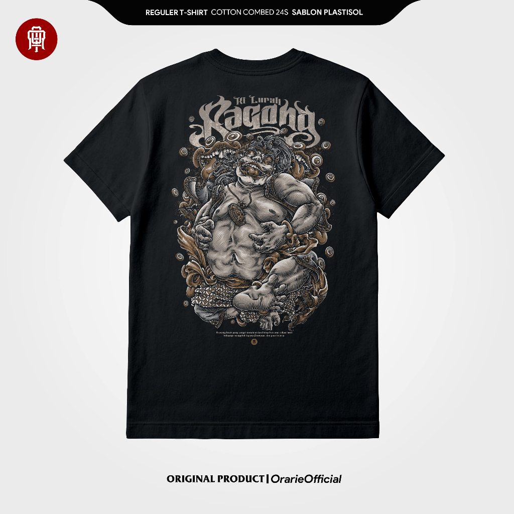 Orarie Kaos Pria Bagong Katun Combed 24s Hitam Size M-4XL Sablon Plastisol Lengan Pendek Keren