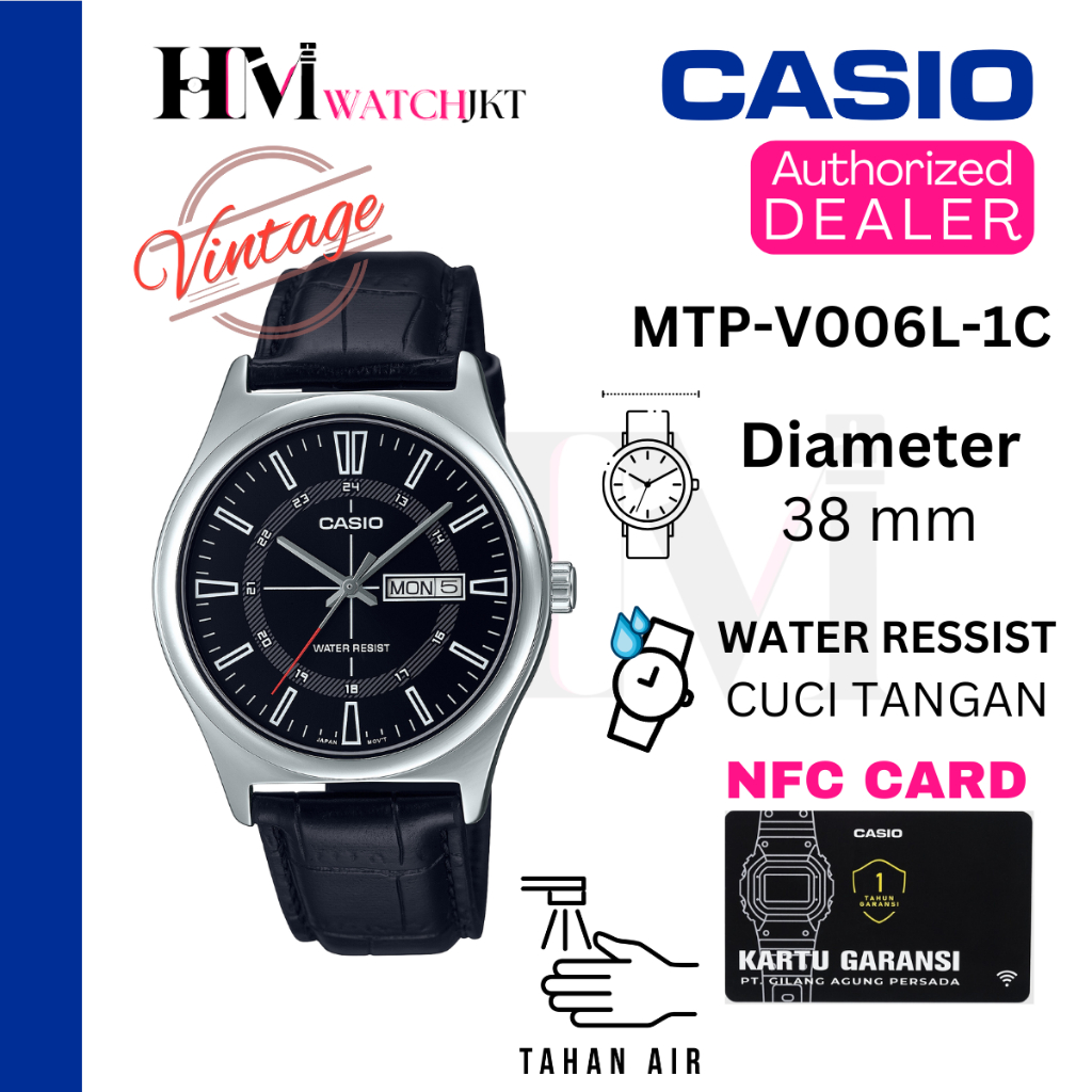 CASIO MTP-V006L-1CUDF Jam Tangan Pria Original Analog Kulit Antiair MTPV006 MTP-V006L-1C