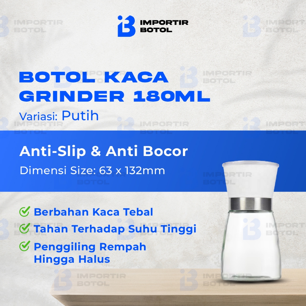 Botol Kaca Grinder Clear 180ML/ Jar Bumbu Grinder Clear/ Penggiling bumbu