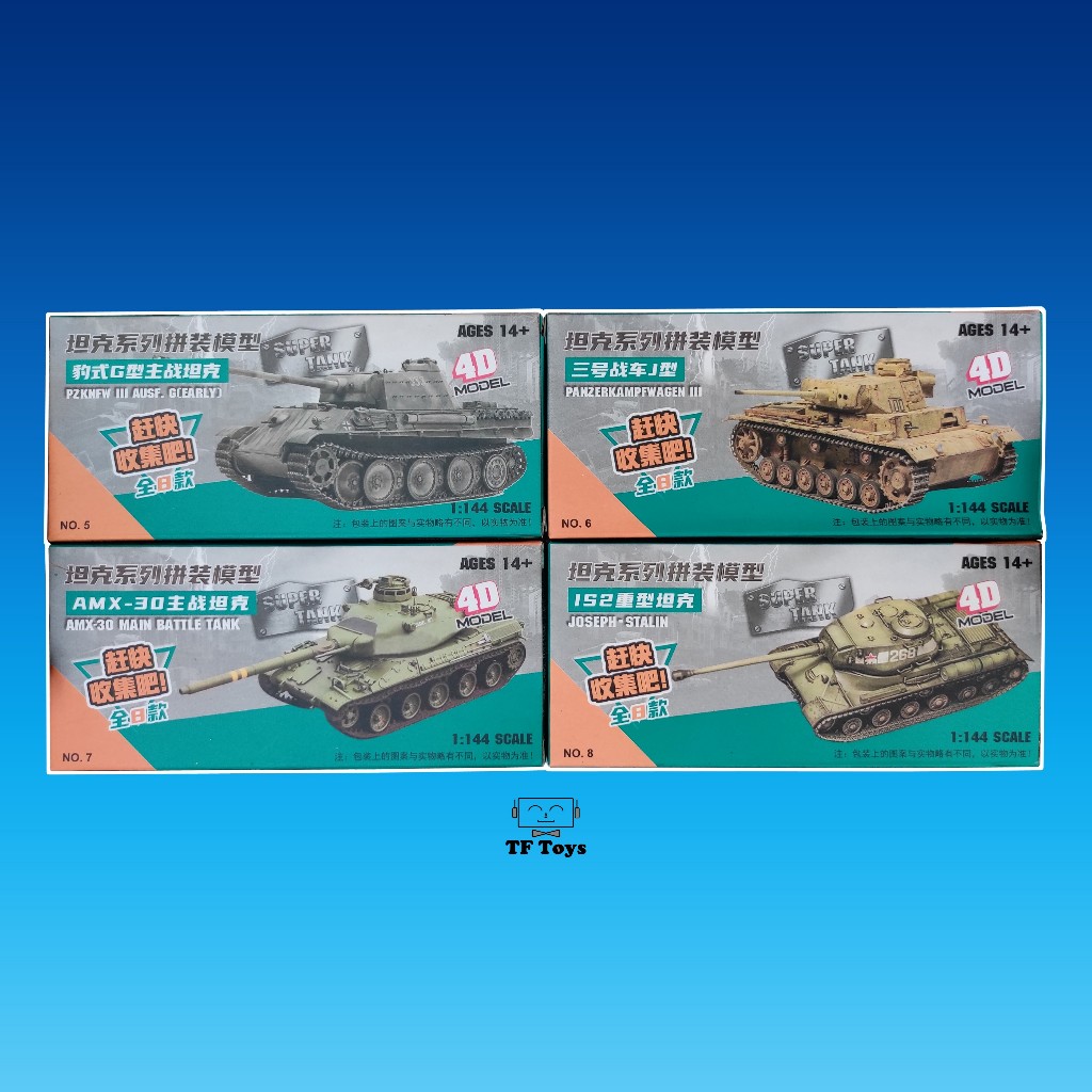 [Tf Toys] Miniatur Model kit Mokit Tank Panther / Panzer Pz III / AMX-30 mbt / IS-2 1/144 4d Model