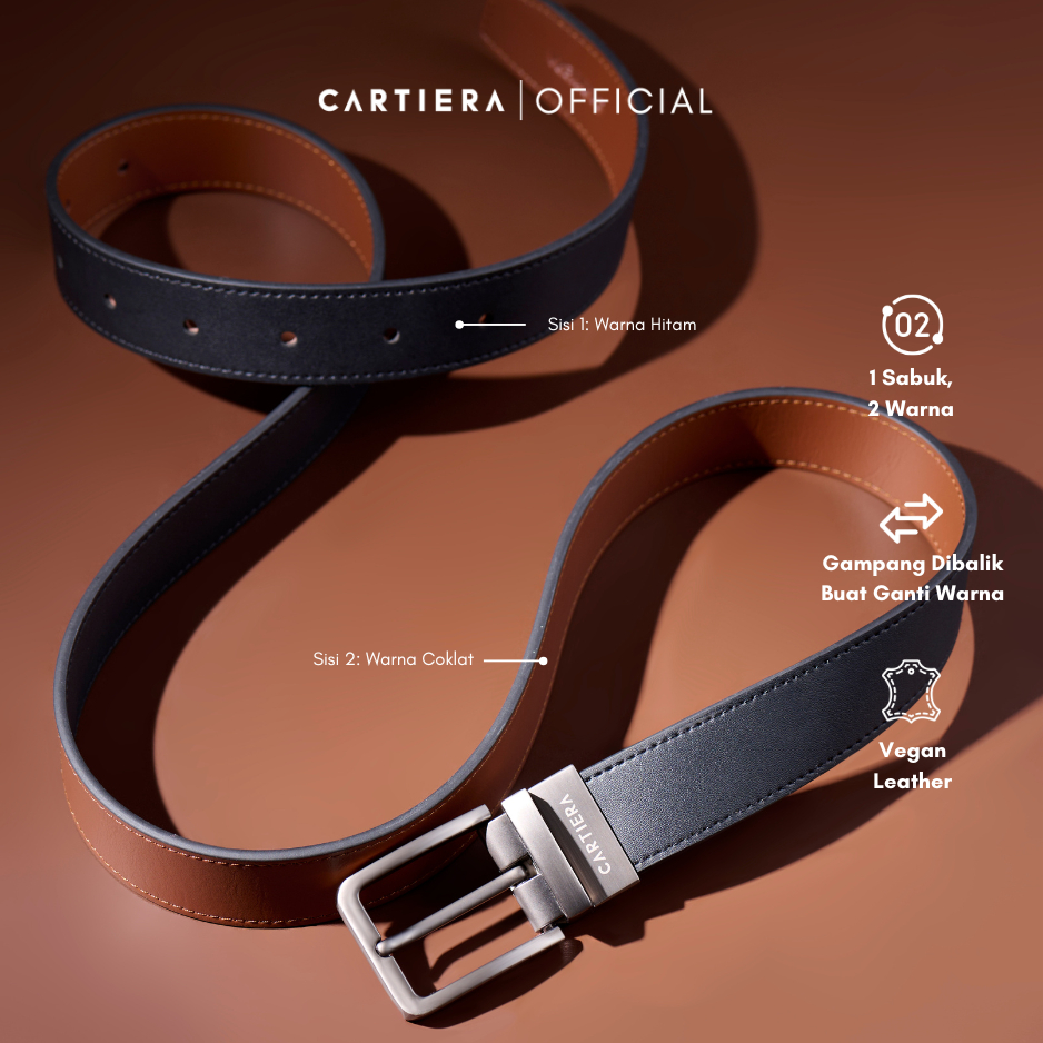 Cartiera Dualiso Belt Sabuk 2 Sisi Gesper Ikat Pinggang Pria Casual Formal Bisa Dibalik