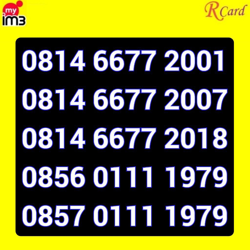 Perdana Nomor Cantik IM3 Indosat Prefix 0814 Tahun 6677 2001 2007 2009 2018 1111 0111 1979