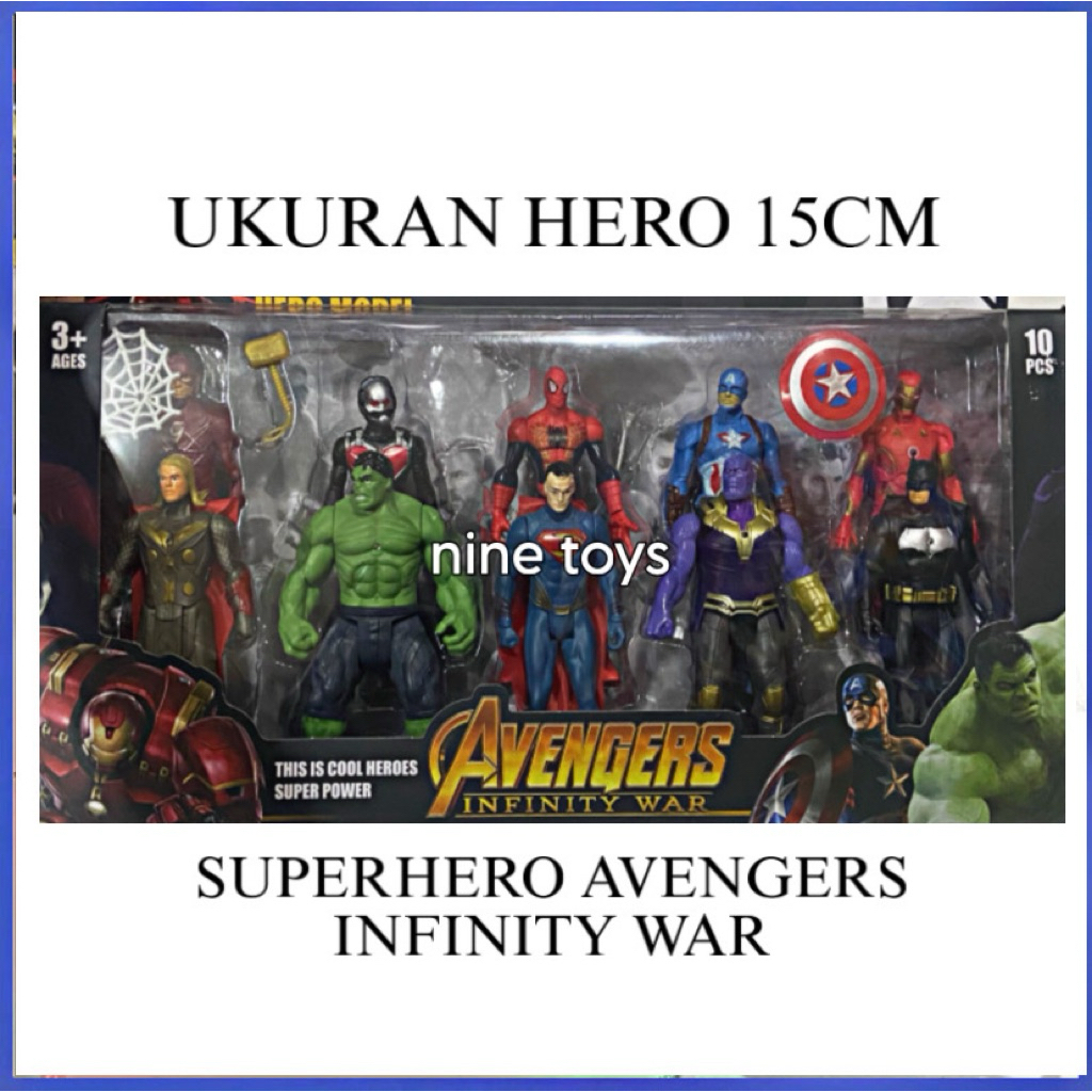 AVENGERS SET BESAR 15CM MAINAN ROBOT SUPERHERO MARVEL AVENGERS SET
