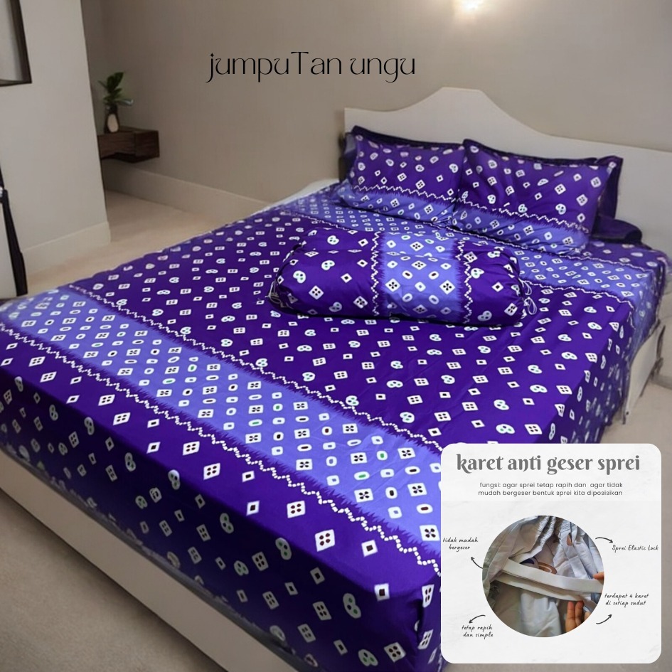 Sprei Batik Jumputan 180x200 Tinggi 30 Cm Anti Geser