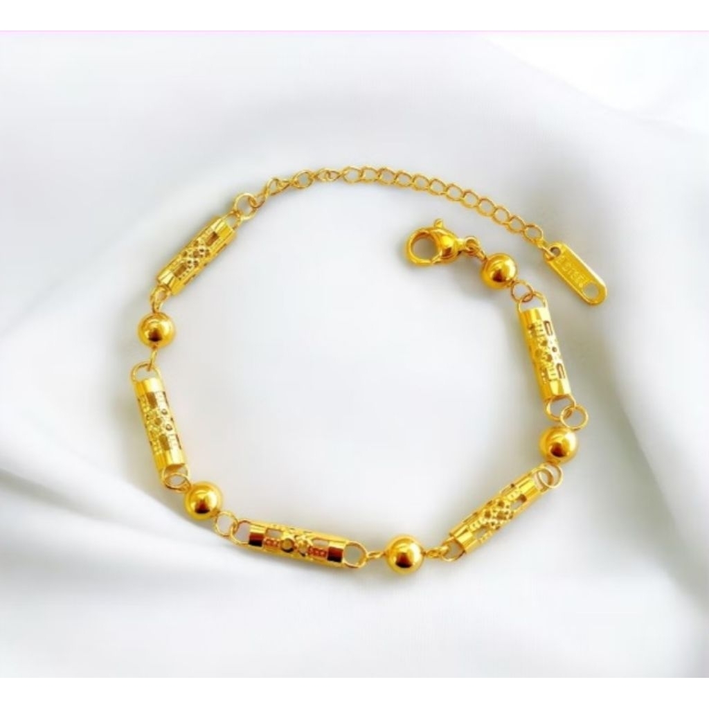 Gelang rantai bambu boba wanita titanium anti karat