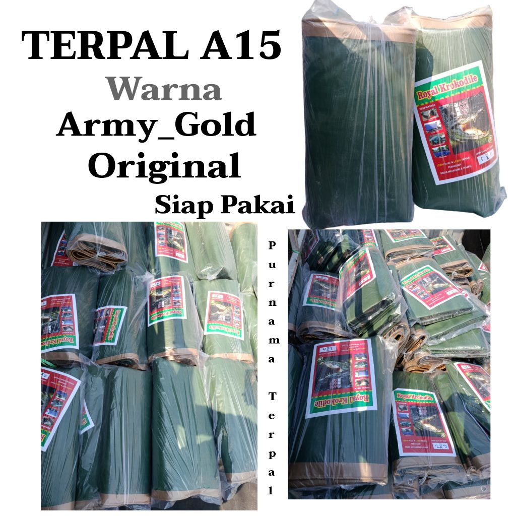 Terpal Tebal Ukuran Besar Terpal Truk, Terpal Murah A15 Korea Original Warna Army-Gold Ukuran 6x8 , 