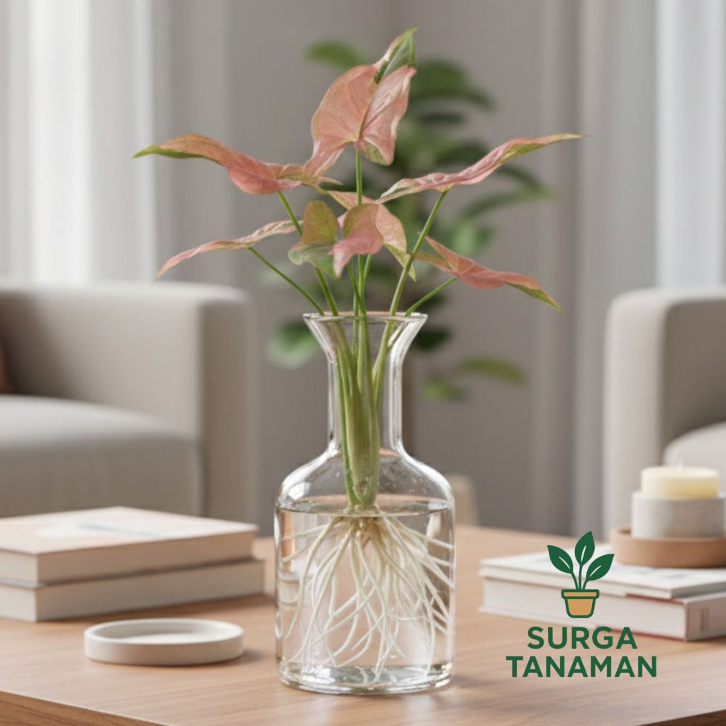 Tanaman media air syngonium pink flacked - tanaman syngonium pink flacked