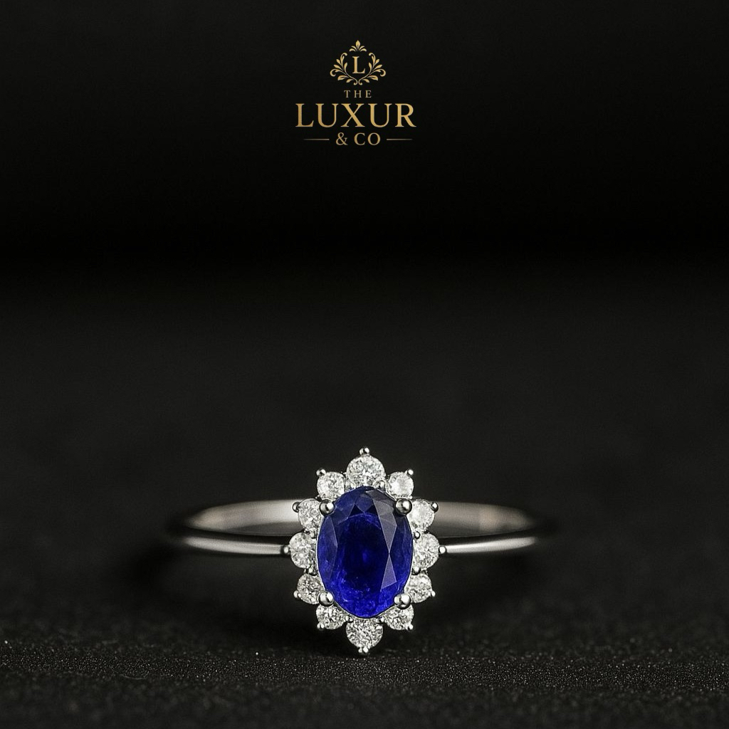 Cincin blue safir alam perak