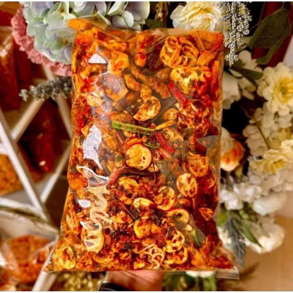 ANEKA CEMILAN PEDAS DAUN JERUK KILOAN BUMBU REMPAH ASLI PILIHAN BASRENG KERUPUK BETON