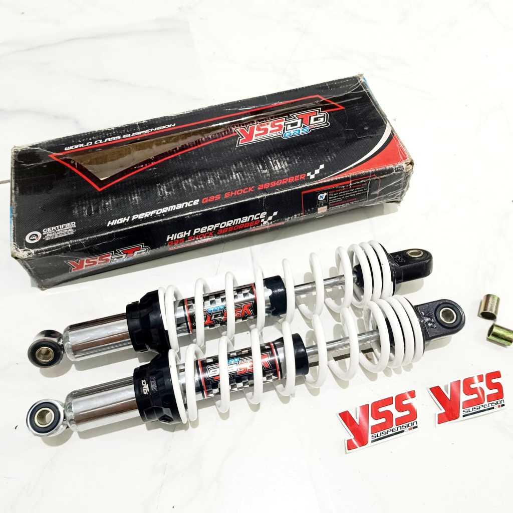 (COD) (HARGA SEPASANG ) Shock YSS DTG Series HYBRID Bebek 340 mm PUTIH WHITE Supra X, Supra X 125, S