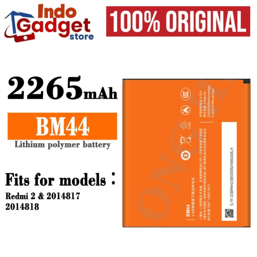 BATERAI BATTERY BATRE BATREI XIAOMI REDMI 2 / REDMI 2S BM44