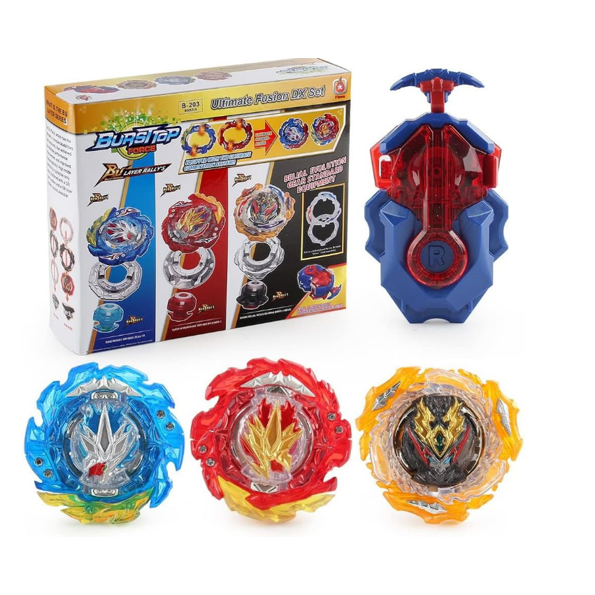 PROMO DISKON BATTLING TOPS BURST ULTIMATE FUSION DX B-203 GYRO TOYS SET FOR KIDS WITH B184 L/R