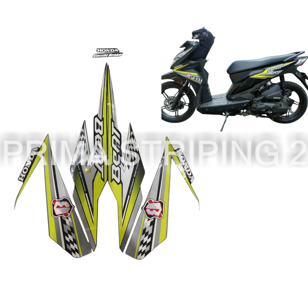 STRIPING STIKER MOTOR BEAT FI ECO 2017 HITAM HIJAU