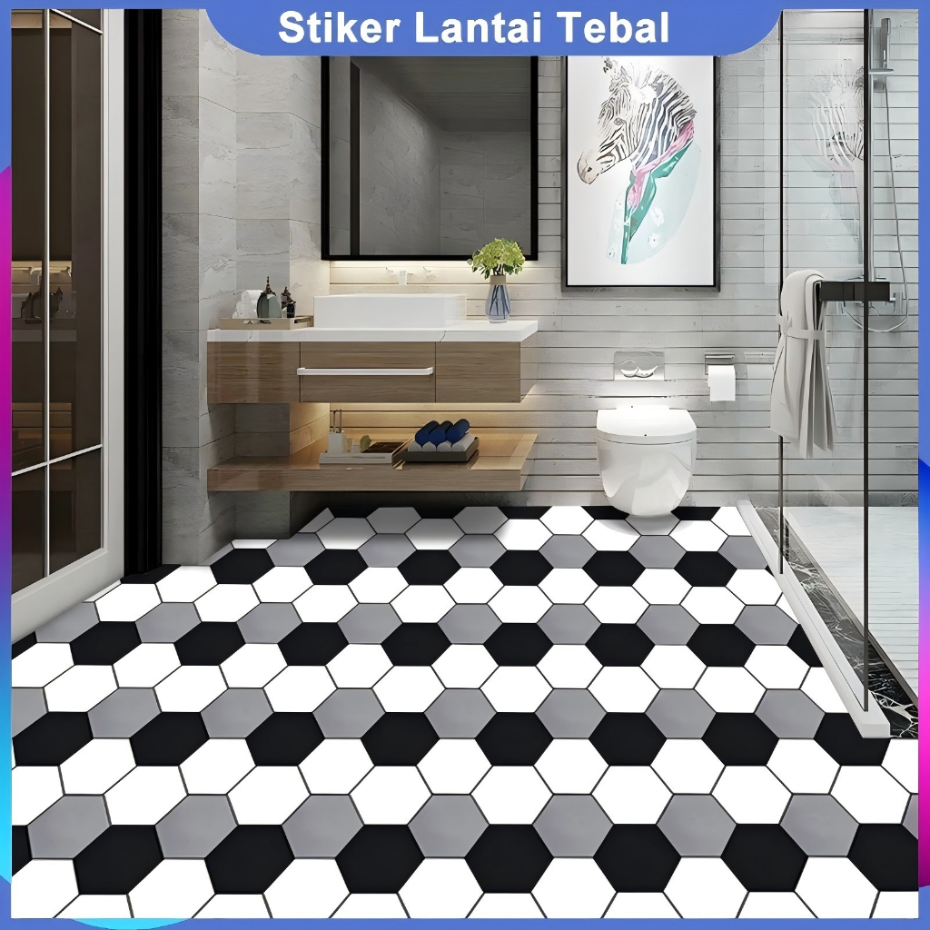 Stiker Kamar Mandi anti air 1M/2M/5M/Wallpaper Lantai Kamar Mandi PVC Stiker Perekat Diri Stiker Lan