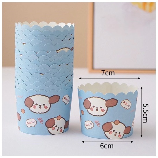 YTB Paper Cupcakes Muffin ANJING BIRU Motif Warna Warni / Muffin Cup / Kertas Roti / Paper Cupcakes 