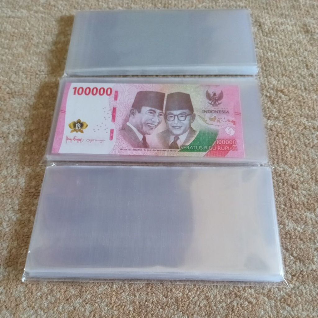 PLASTIK OPP TANPA LEM KAKU ISI 50 LEMBAR PELINDUNG UANG KERTAS
